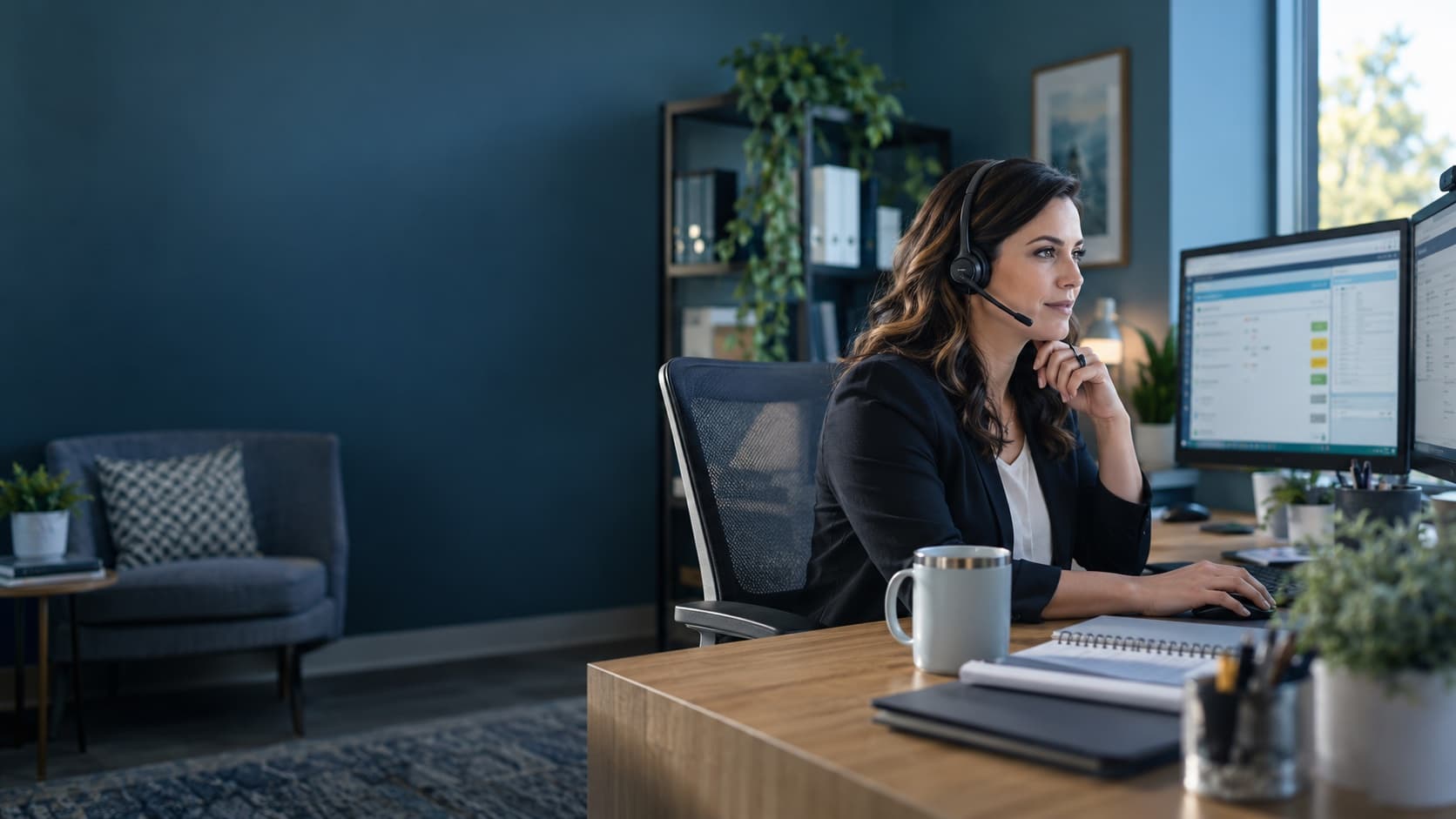Insurance agency support specialist coordinating policy service work